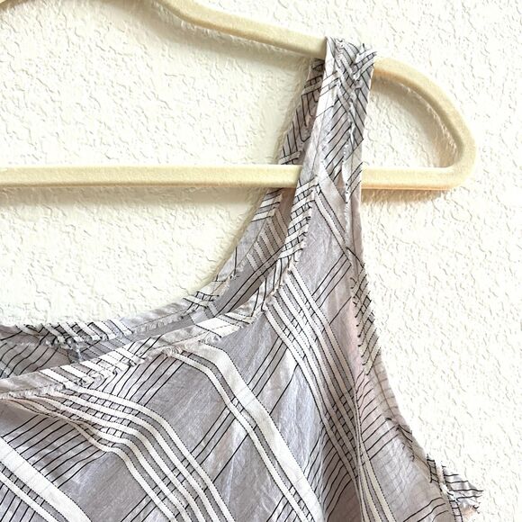 Robin Kaplan Silk Cotton Blend Textured Lagenlook Raw Hem Bias Cut Tank Top Sz 2 - Picture 5 of 9